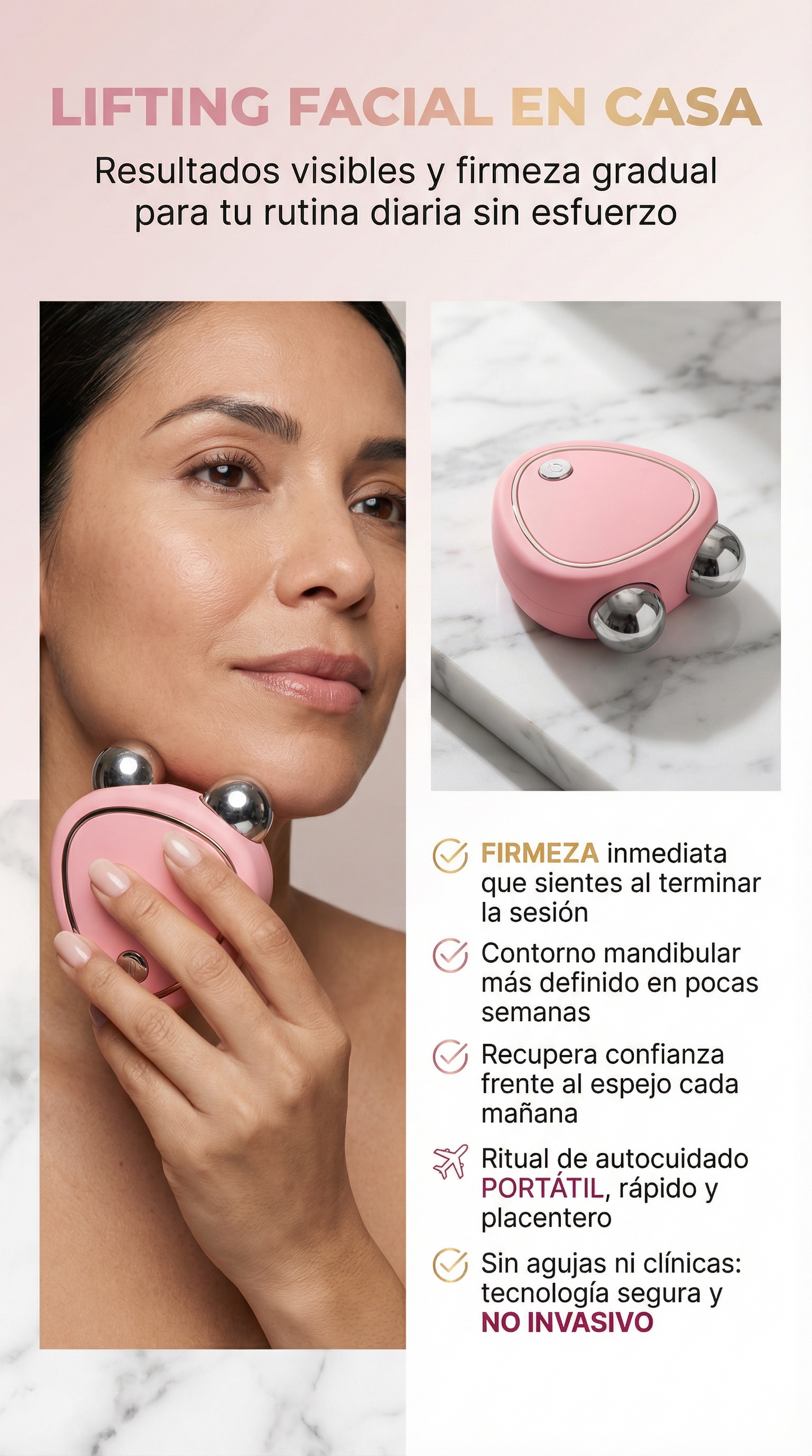 Masajeador Facial Eléctrico de Microcorriente: Efecto Lifting y Anti-Arrugas