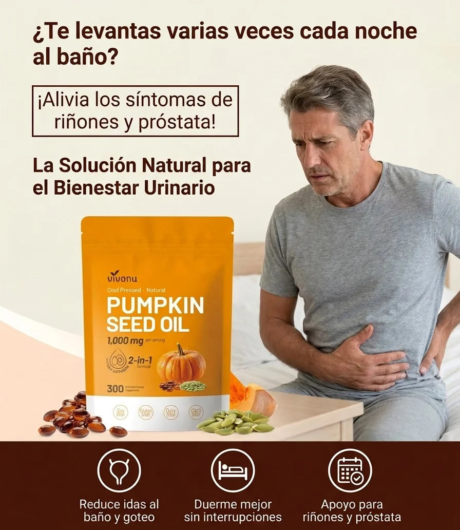 Aceite puro de semilla de calabaza ¡La solución natural para tu próstata! 120 capsulas