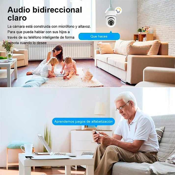 Cámara de Bombillo 360° – Seguridad Inteligente para tu Hogar