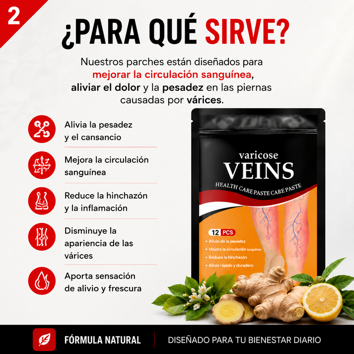 Parches Varices™ Alivio Diario, Sensación de Ligereza y Bienestar Desde la Primera Aplicación