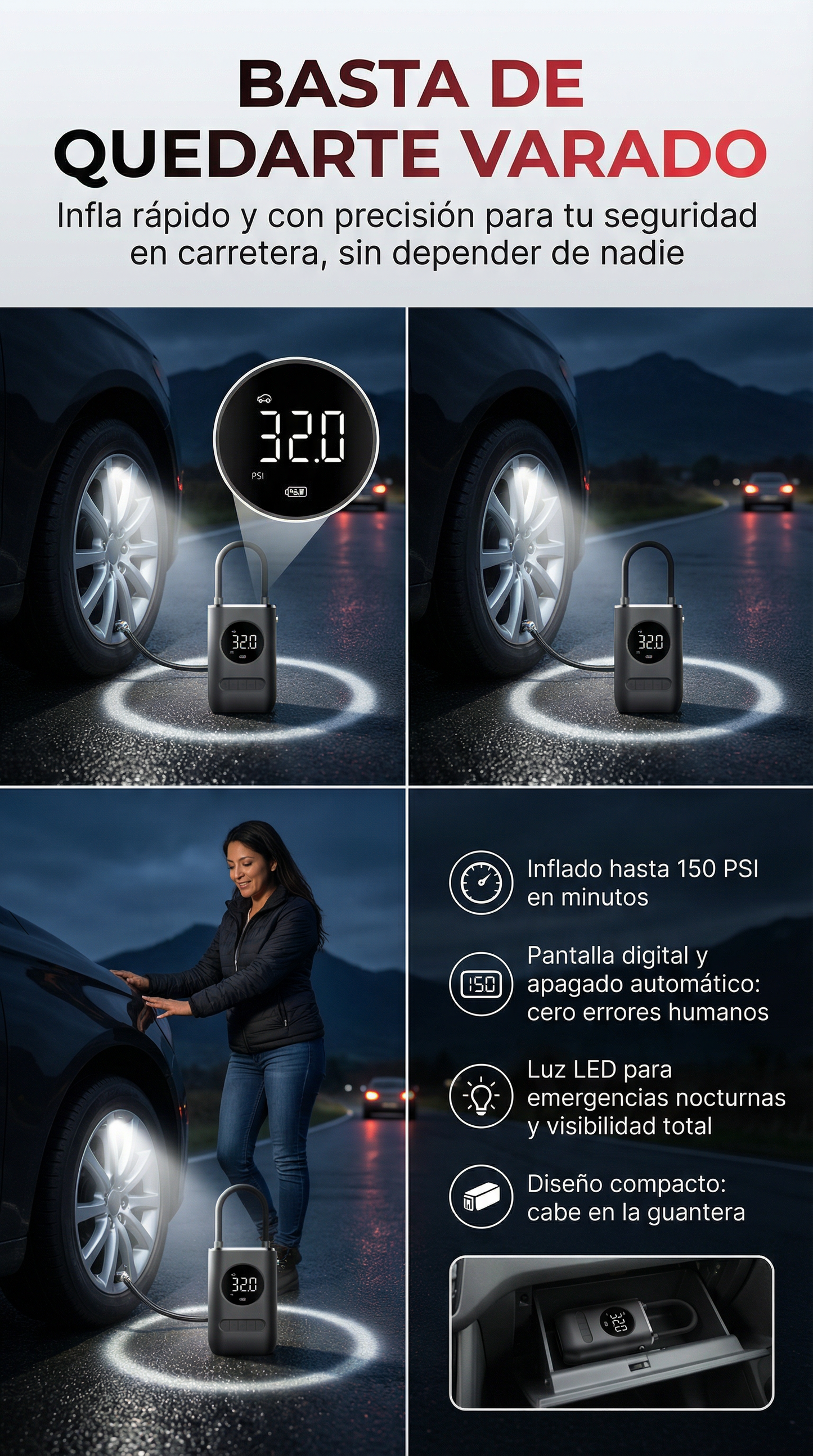 Inflador Eléctrico ¡Tu salvavidas en la carretera!