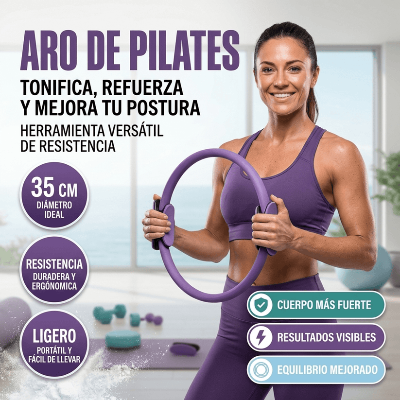 Aro de Pilates para entrenamiento físico: resistencia ajustable, tonifica brazos, piernas y abdomen, perfecto para entrenar en casa