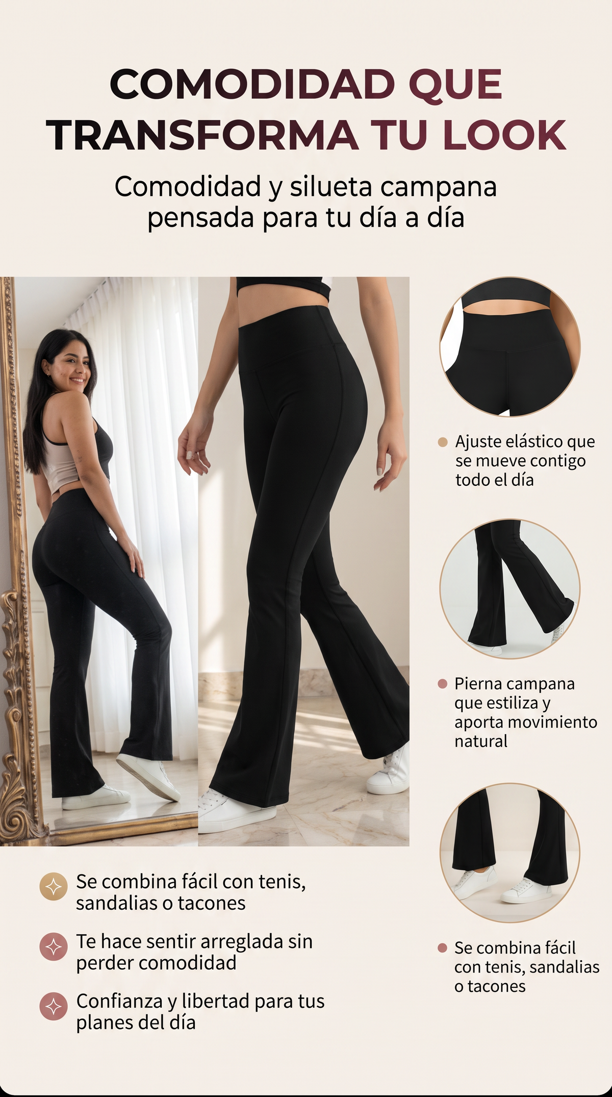 Licra Pantalon Con Campana Like A Queen. ULTIMAS UNIDADES!